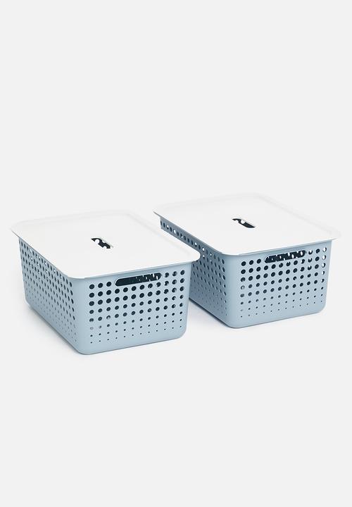 Litem - Set of 2 myroom i basket with lid large - blue
