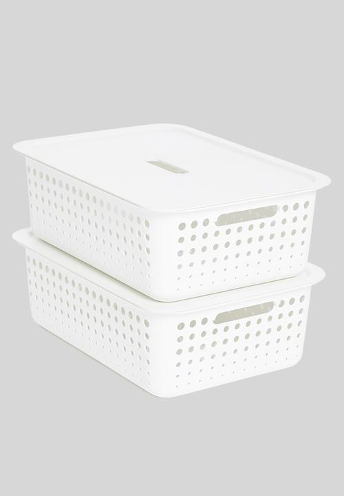 Litem - Set of 2 myroom i basket with lid small - white