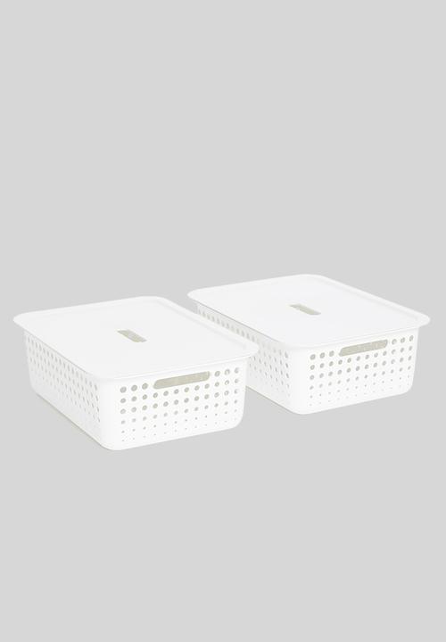 Litem - Set of 2 myroom i basket with lid small - white