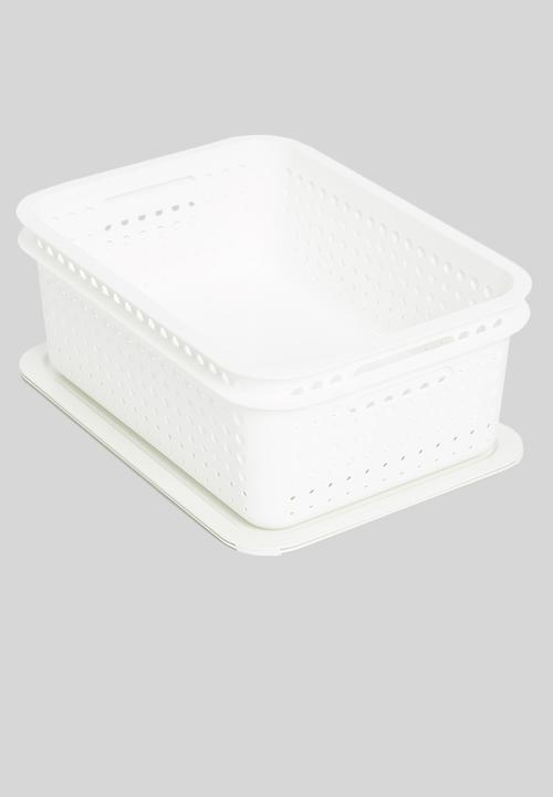 Litem - Set of 2 myroom i basket with lid small - white