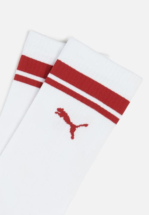 PUMA - Mens seasonal brand sock - white & red 