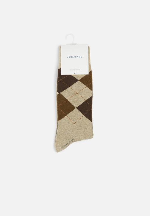 Jonathan D - Branded single pair socks - brown