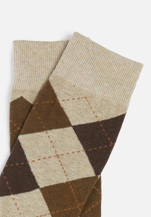 Jonathan D - Branded single pair socks - brown