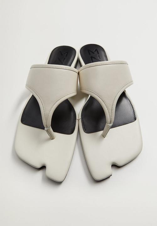 MANGO - Japan leather slide - natural
