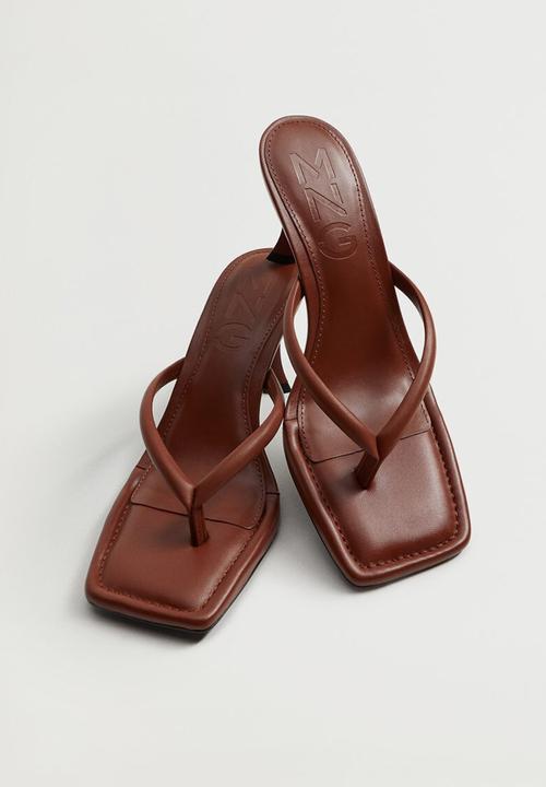 MANGO - Lulu leather heel - medium orange