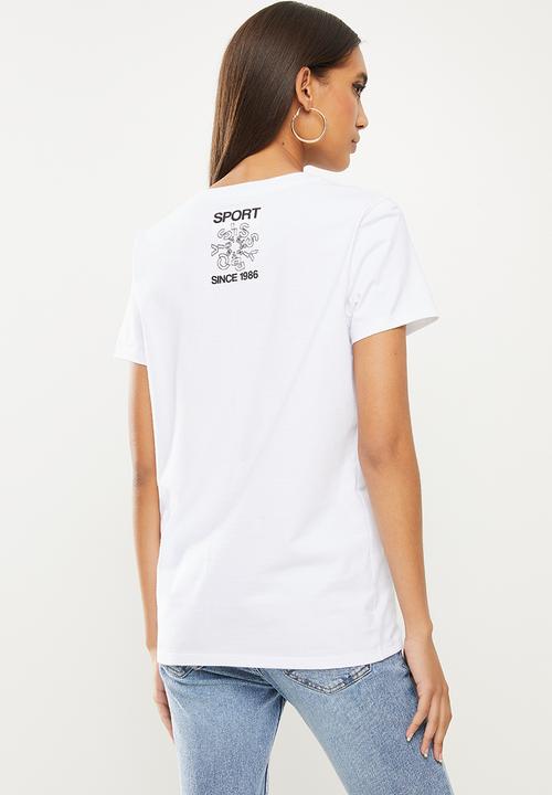 SISSY BOY - Oversized T-shirt with asymmetrical ruching tee - white