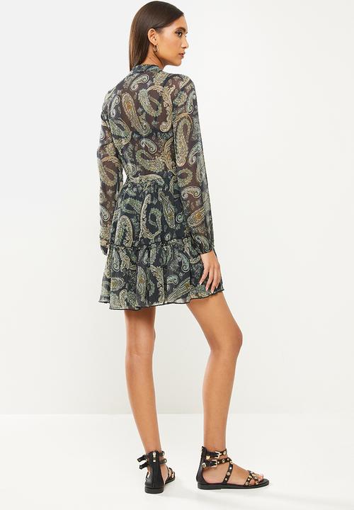 SISSY BOY - Get growing button up mini dress - paisley green