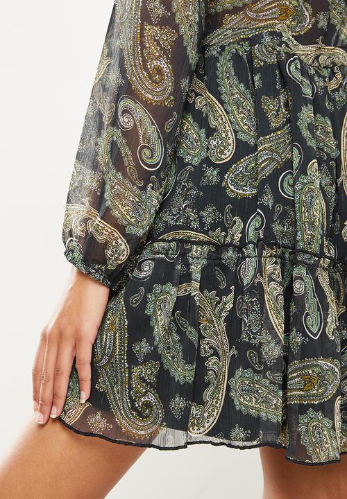 SISSY BOY - Get growing button up mini dress - paisley green