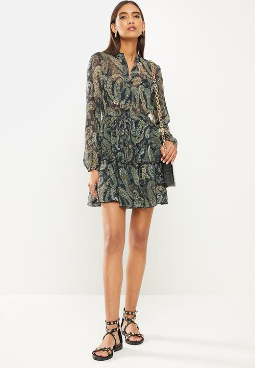 SISSY BOY - Get growing button up mini dress - paisley green