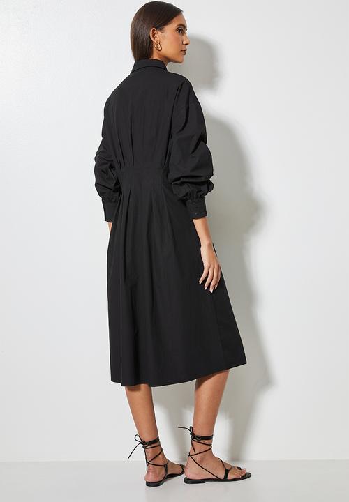 Superbalist - Pin tuck detail shirt dress - black