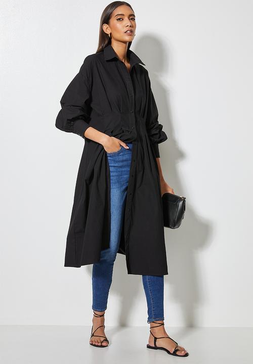 Superbalist - Pin tuck detail shirt dress - black