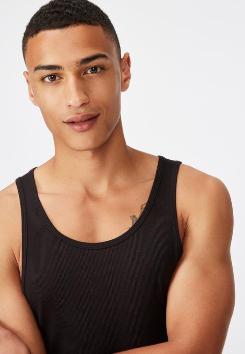 Cotton On - 2x2 rib tank - black
