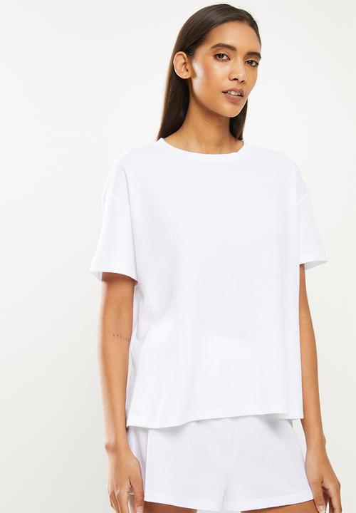 Superbalist - Waffle knit tee & shorts set - white