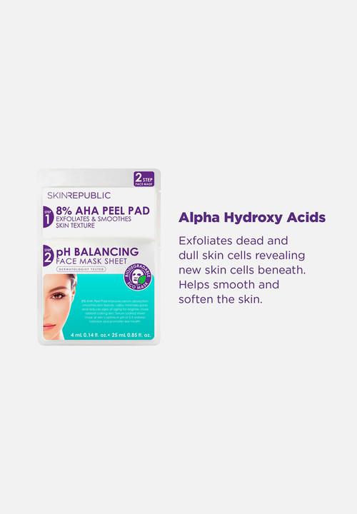 Skin Republic - 2 Step 8% AHA Peel Pad + pH Balancing Face Mask
