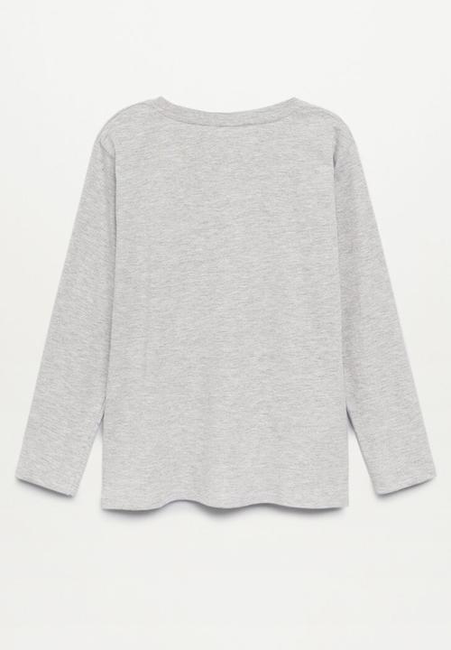 MANGO - T-shirt draw - gray
