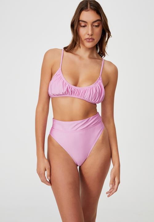 Cotton On - Highwaisted cheeky bikini bottom - malibu pink shimmer