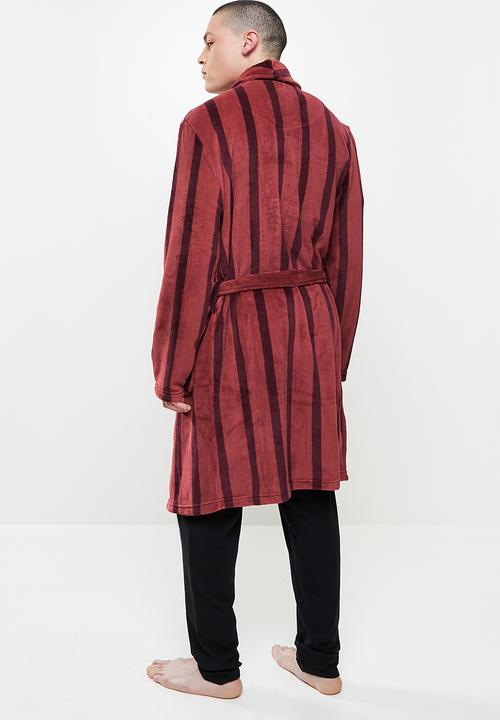 Brave Soul - Stripe dressing gown - burgundy