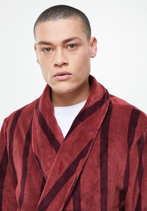 Brave Soul - Stripe dressing gown - burgundy