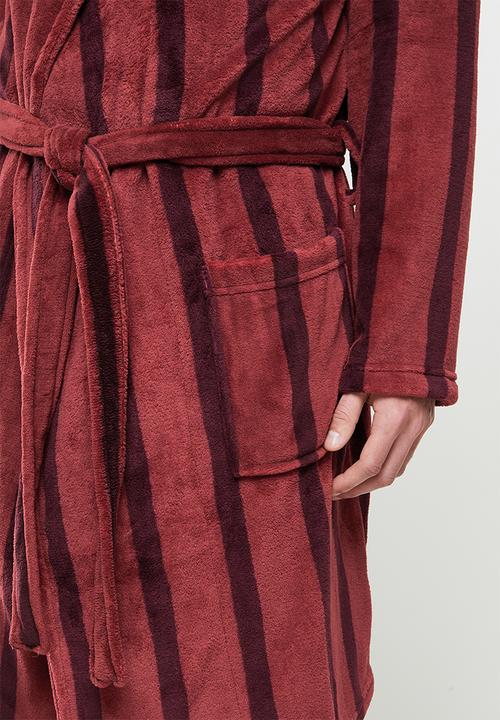 Brave Soul - Stripe dressing gown - burgundy
