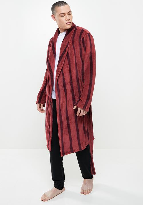 Brave Soul - Stripe dressing gown - burgundy
