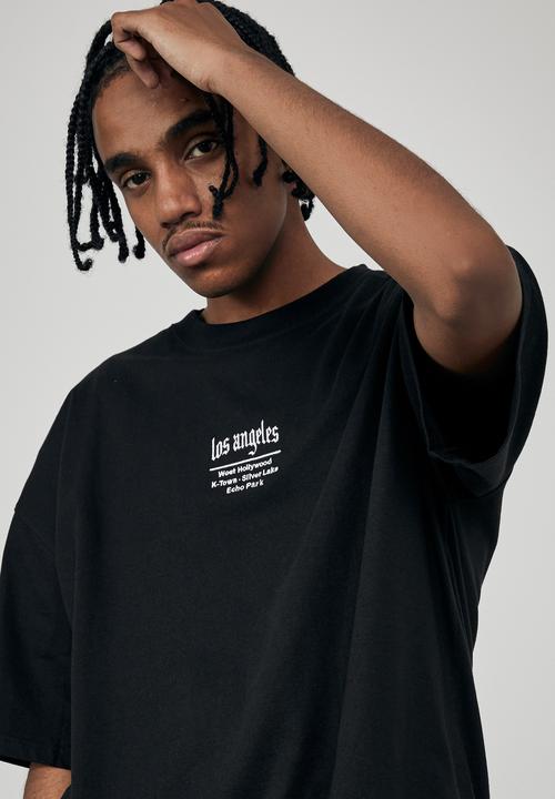 Factorie - Oversized graphic T-shirt - black & white