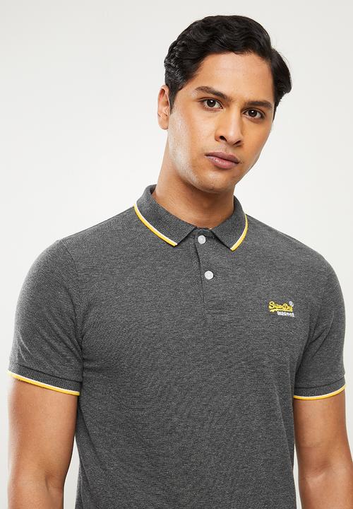 Superdry. - Poolside pique polo - charcoal
