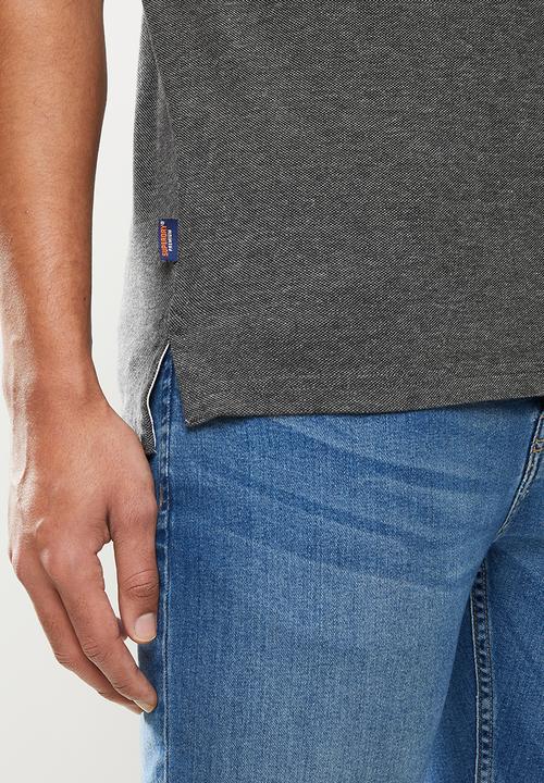 Superdry. - Poolside pique polo - charcoal