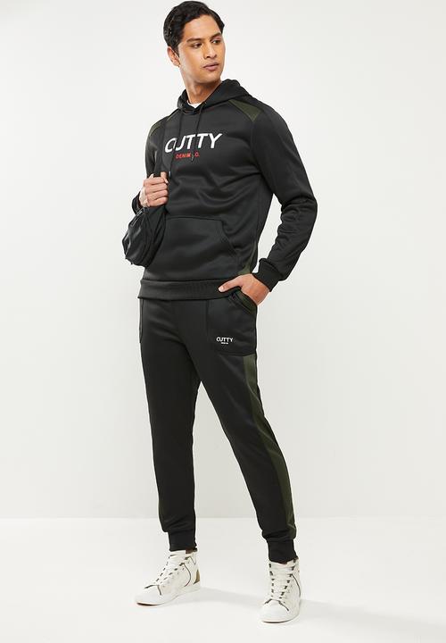 Cutty - Wayne regular fit scuba trackpants - black