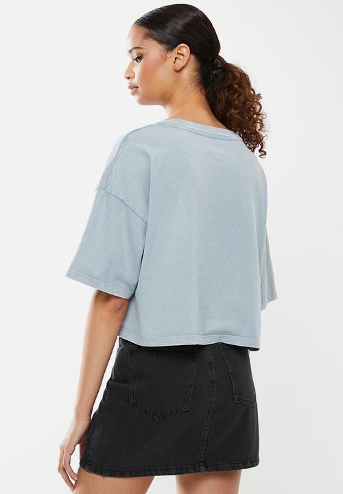 Cotton On - Chopped boyfriend tee - cherub/sunfaded denim