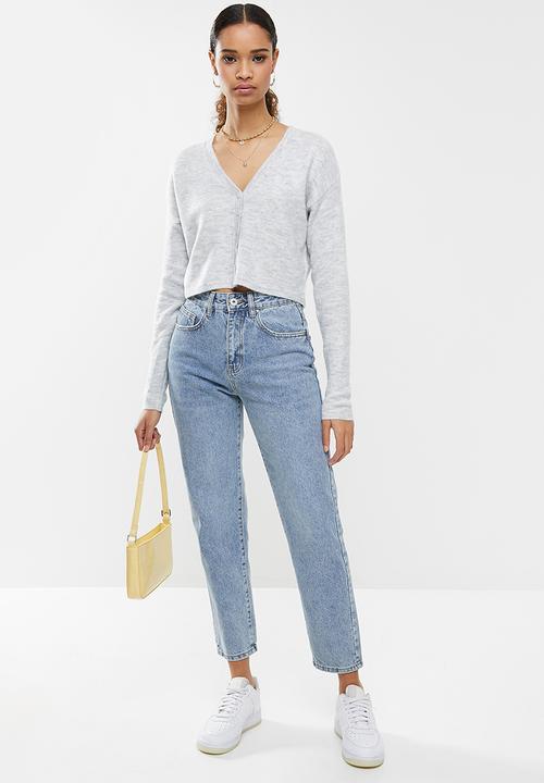 Cotton On - Recycled crop match back cardigan - washed grey marle