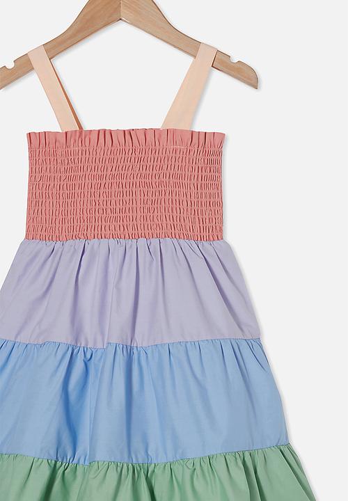 Cotton On - Mae sleeveless dress - rainbow colour block