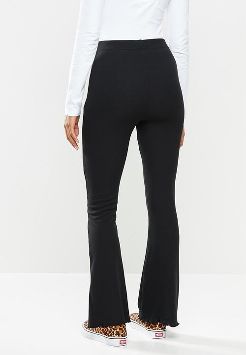 Blake -  Ribbed flare leg trouser - black