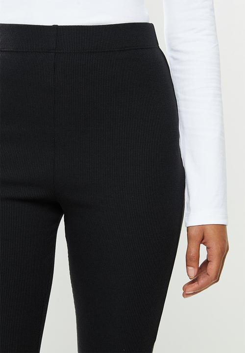 Blake -  Ribbed flare leg trouser - black