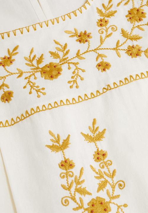 MANGO - Dress mexican - white