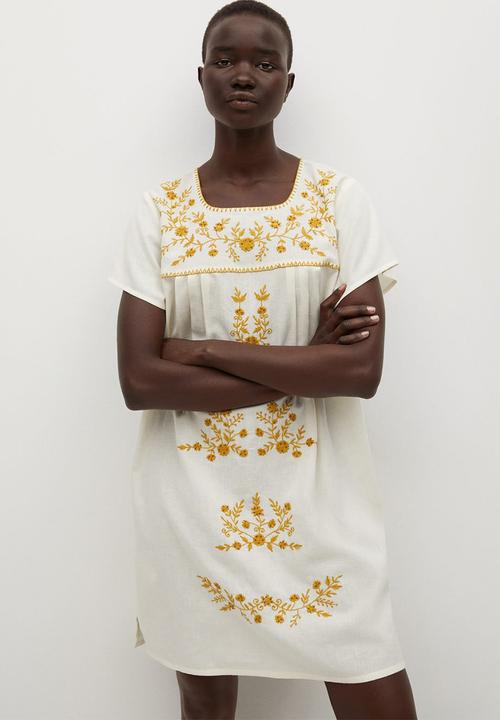MANGO - Dress mexican - white