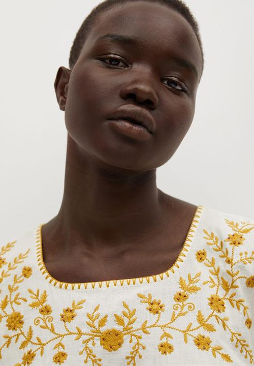 MANGO - Dress mexican - white