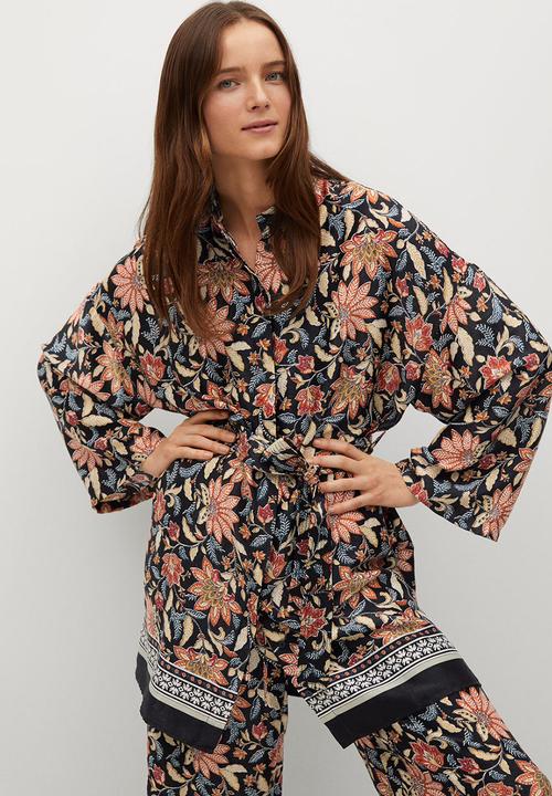 MANGO - Dress kimonito - black