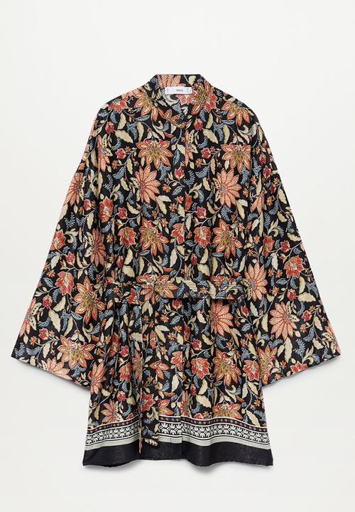 MANGO - Dress kimonito - black