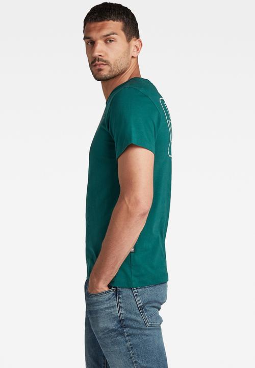 G-STAR - Back logo slim v-neck tee - bright laub