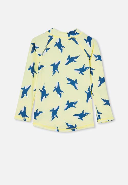 Cotton On - Flynn long sleeve raglan rash vest - daisy yellow/whale