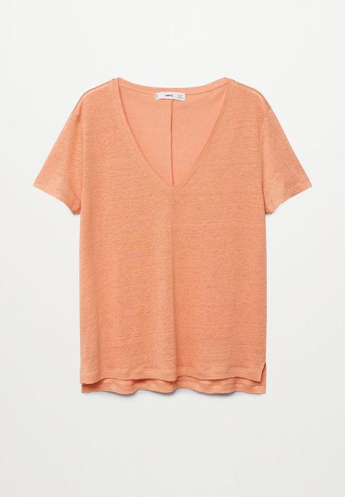 MANGO - T-shirt linito - light pastel orange
