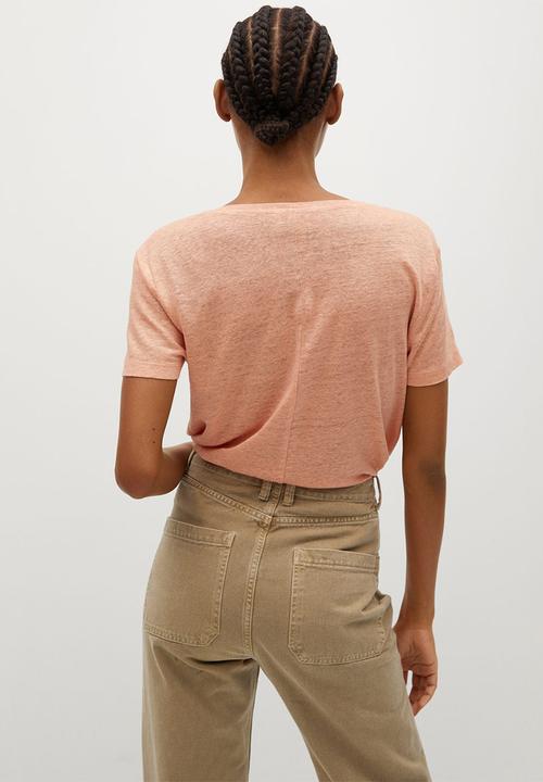 MANGO - T-shirt linito - light pastel orange