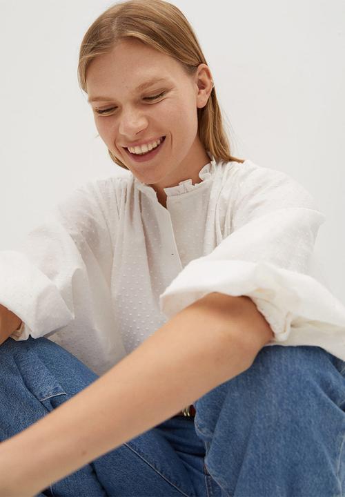 MANGO - Blouse farmer - off white 