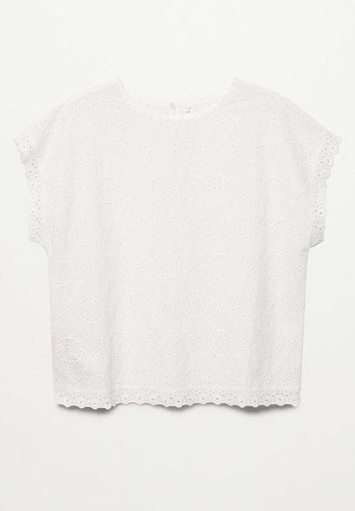 MANGO - Blouse romb - white
