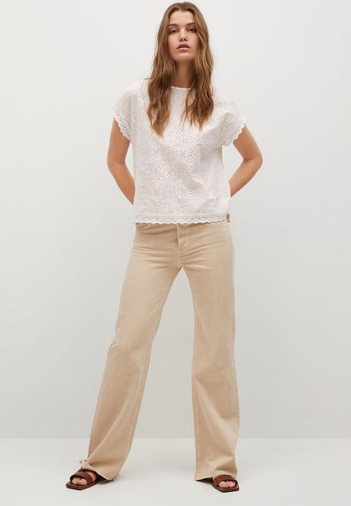 MANGO - Blouse romb - white