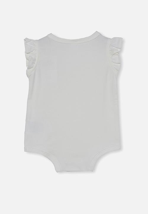 Cotton On - The sleeveless ruffle bubbysuit - vanilla