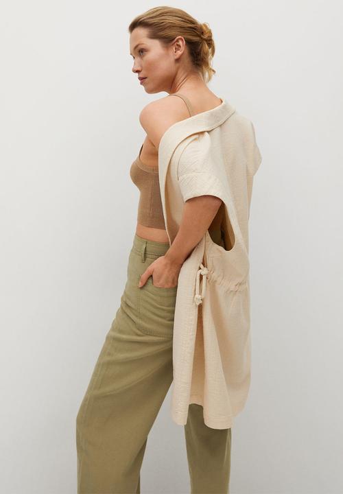 MANGO - Trousers blau - khaki