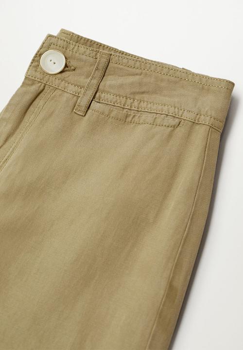 MANGO - Trousers blau - khaki
