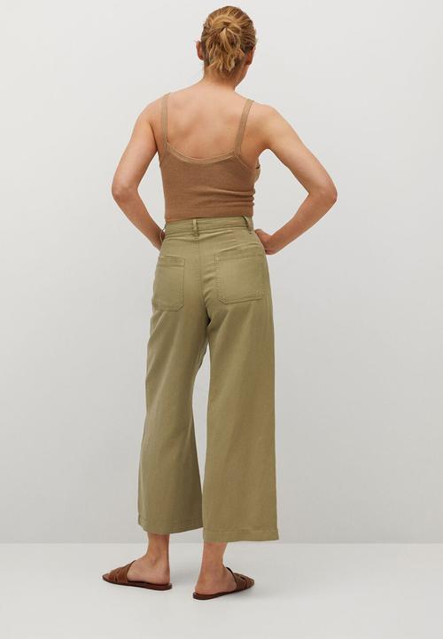 MANGO - Trousers blau - khaki