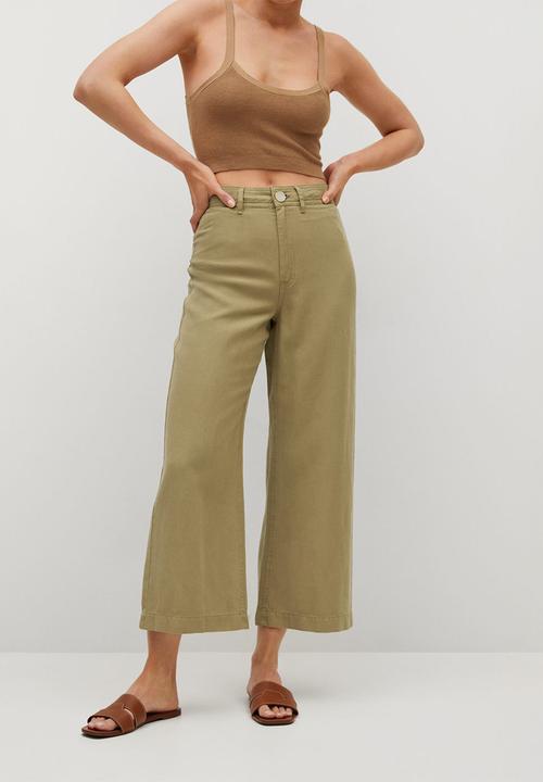 MANGO - Trousers blau - khaki